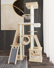 Load image into Gallery viewer, CHONGBEIYA Pinewood All-in-one Cat Tree With Scratching Slide 1.96m