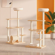 Load image into Gallery viewer, CHONGBEIYA Pinewood Space And Wheel Scratcher Cat Tree 1.3m
