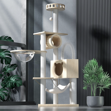 Load image into Gallery viewer, POPOCOLA Pine Wood Wooden Cat Tree With Brush 1.58m