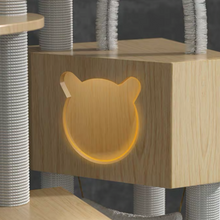 Load image into Gallery viewer, POPOCOLA Pine Wood Wooden Cat Tree With Brush 1.58m