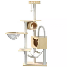 Load image into Gallery viewer, POPOCOLA Pine Wood Wooden Cat Tree With Brush 1.58m