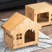Load image into Gallery viewer, POPOCOLA Pine Wood Wooden Pet House And Scratcher