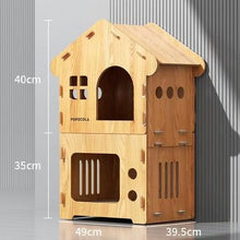 Load image into Gallery viewer, POPOCOLA Pine Wood Wooden Pet House And Scratcher