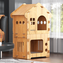 Load image into Gallery viewer, POPOCOLA Pine Wood Wooden Pet House And Scratcher