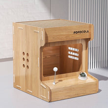 Load image into Gallery viewer, POPOCOLA Wooden Gaming Pet Scratcher With Catnip Ball