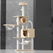 Load image into Gallery viewer, POPOCOLA Pine Wood Wooden Cat Tree With Brush 1.58m