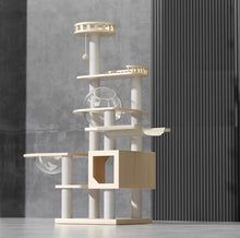 Load image into Gallery viewer, POPOCOLA Pine Wood Cat Tree 1.6m White