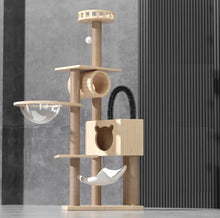 Load image into Gallery viewer, POPOCOLA Pine Wood Wooden Cat Tree With Brush 1.58m